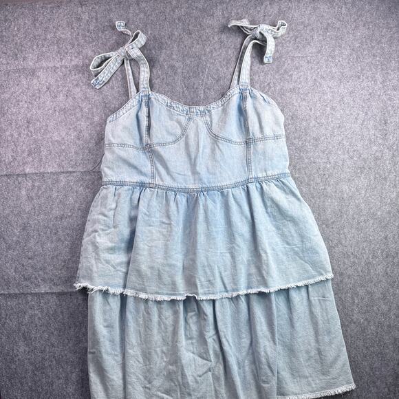 American Eagle Dresses & Skirts - American Eagle Women's XXL Ruffled Bustier Chambray Denim Dress